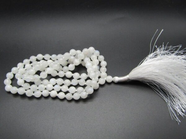 Pure Natural Rainbow Moonstone Japa Mala - 108+1 Beads