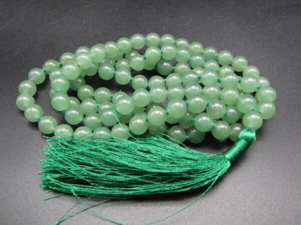 Natural Green Aventurine Knotted Japa Mala (7 MM) 108+1 Beads