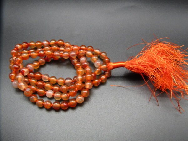 Natural Carnelian Chalcedony Knotted Japa mala 108 +1 ( 6 MM ) (WYSIWYG)