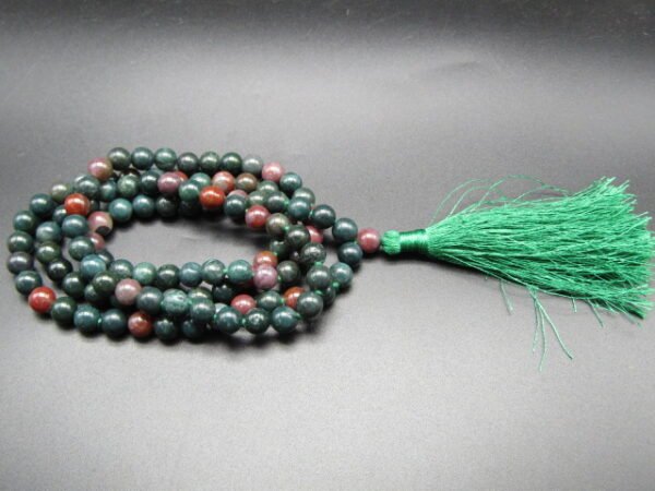 Natural Bloodstone Chalcedony Knotted Japa mala 108 +1 ( 7 MM ) (WYSIWYG)