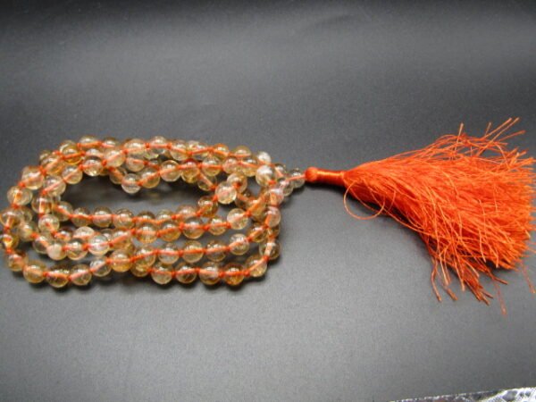 Natural Citrine(Sunhela) Knotted Japa mala 108 +1 ( 6 MM ) (WYSIWYG)